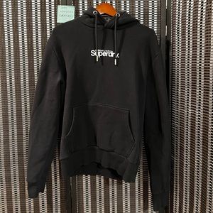 Superdry Men’s Graphic Logo Print Hoodie - Black